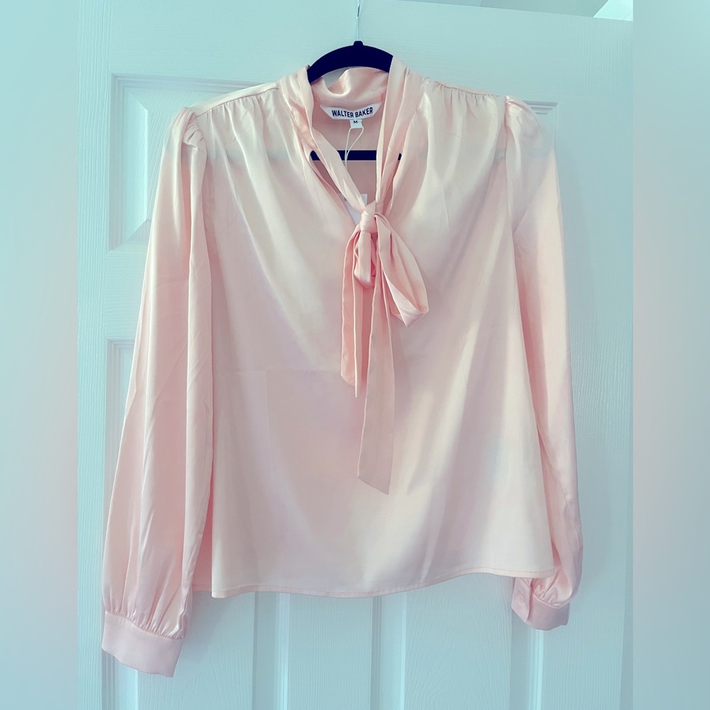 Walter Baker Light Pink Tie-Neck Blouse